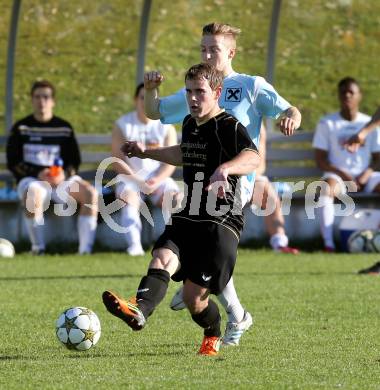 Fussball. Kaerntner Liga. Koettmannsdorf gegen St. Veit. Rozgonji Laslo (Koettmannsdorf), Fischer Andreas (St. Veit). Koettmannsdorf, 24.4.2013.
Foto: Kuess
---
pressefotos, pressefotografie, kuess, qs, qspictures, sport, bild, bilder, bilddatenbank