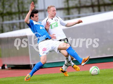 Fussball Regionalliga. VSV gegen Sturm Graz Amateure. Andreas Dlopst, (VSV), Daniel Schmoelzer  (Graz). Villach, 26.4.2013.
Foto: Kuess
---
pressefotos, pressefotografie, kuess, qs, qspictures, sport, bild, bilder, bilddatenbank