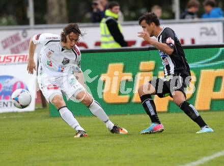 Fussball. Bundesliga.  RZ Pellets WAC gegen SK Puntigamer Sturm Graz.  Dario Baldauf, (WAC), Haris Bukva  (Graz). Wolfsberg, 27.4.2013.
Foto: Kuess

---
pressefotos, pressefotografie, kuess, qs, qspictures, sport, bild, bilder, bilddatenbank