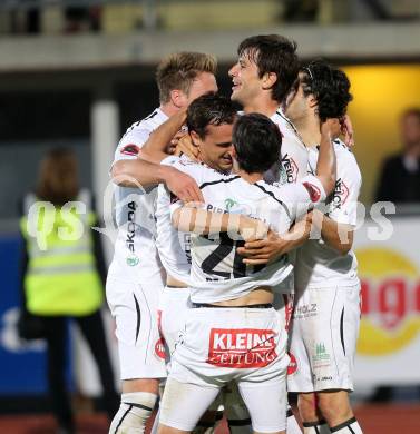 Fussball. OEB Cup.  RZ Pellets WAC gegen SK Puntigamer Sturm Graz.  Torjubel WAC. Wolfsberg, 27.4.2013.
Foto: Kuess

---
pressefotos, pressefotografie, kuess, qs, qspictures, sport, bild, bilder, bilddatenbank