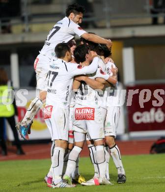 Fussball. OEB Cup.  RZ Pellets WAC gegen SK Puntigamer Sturm Graz.  Torjubel WAC. Wolfsberg, 27.4.2013.
Foto: Kuess

---
pressefotos, pressefotografie, kuess, qs, qspictures, sport, bild, bilder, bilddatenbank