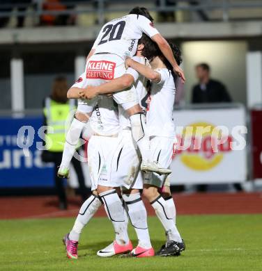 Fussball. OEB Cup.  RZ Pellets WAC gegen SK Puntigamer Sturm Graz.  Torjubel WAC. Wolfsberg, 27.4.2013.
Foto: Kuess

---
pressefotos, pressefotografie, kuess, qs, qspictures, sport, bild, bilder, bilddatenbank