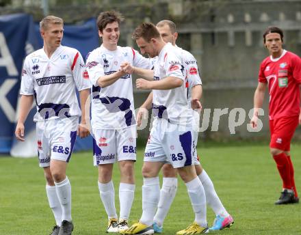 Fussball Regionalliga. SAK gegen DSV Leoben. Torjubel Darijo Biscan (SAK). Klagenfurt, 27.4.2013.
Foto: Kuess
---
pressefotos, pressefotografie, kuess, qs, qspictures, sport, bild, bilder, bilddatenbank