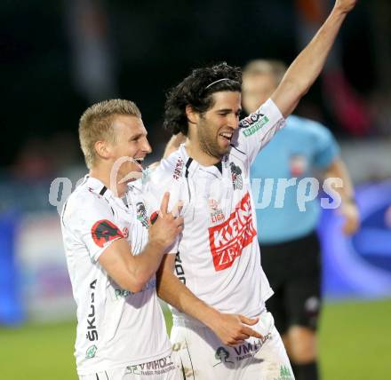 Fussball. OEB Cup.  RZ Pellets WAC gegen SK Puntigamer Sturm Graz.  Torjubel Jacobo, Manuel Kerhe (WAC). Wolfsberg, 27.4.2013.
Foto: Kuess

---
pressefotos, pressefotografie, kuess, qs, qspictures, sport, bild, bilder, bilddatenbank