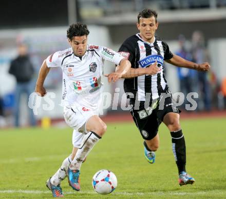 Fussball. OEB Cup.  RZ Pellets WAC gegen SK Puntigamer Sturm Graz.  Michele Polverino,  (WAC), Haris Bukva (Graz). Wolfsberg, 27.4.2013.
Foto: Kuess

---
pressefotos, pressefotografie, kuess, qs, qspictures, sport, bild, bilder, bilddatenbank