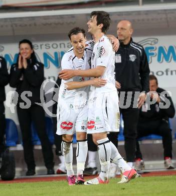 Fussball. Bundesliga.  RZ Pellets WAC gegen SK Puntigamer Sturm Graz.  Torjubel Michael Liendl, Mihret Topcagic (WAC). Wolfsberg, 27.4.2013.
Foto: Kuess

---
pressefotos, pressefotografie, kuess, qs, qspictures, sport, bild, bilder, bilddatenbank