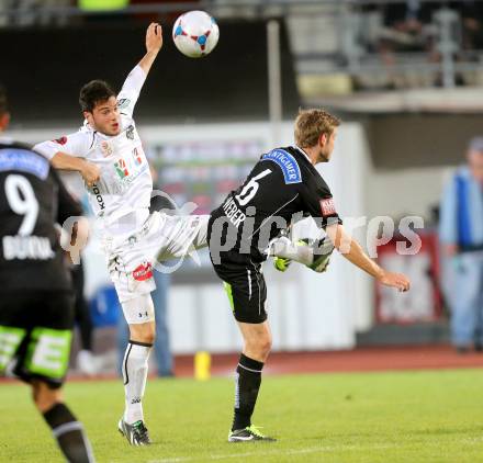 Fussball. OEB Cup.  RZ Pellets WAC gegen SK Puntigamer Sturm Graz.  Roland Putsche, (WAC), Manuel Weber  (Graz). Wolfsberg, 27.4.2013.
Foto: Kuess

---
pressefotos, pressefotografie, kuess, qs, qspictures, sport, bild, bilder, bilddatenbank