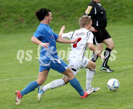 Fussball Unterliga Ost. Ludmannsdorf gegen ASV. Hobel Julian(Ludmannsdorf), Rabl Hans Christian (ASV). Ludmannsdorf, am 28.4.2013.
Foto: Kuess
---
pressefotos, pressefotografie, kuess, qs, qspictures, sport, bild, bilder, bilddatenbank