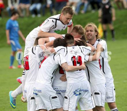 Fussball Unterliga Ost. Ludmannsdorf gegen ASV. Torjubel (Ludmannsdorf). Ludmannsdorf, am 28.4.2013.
Foto: Kuess
---
pressefotos, pressefotografie, kuess, qs, qspictures, sport, bild, bilder, bilddatenbank