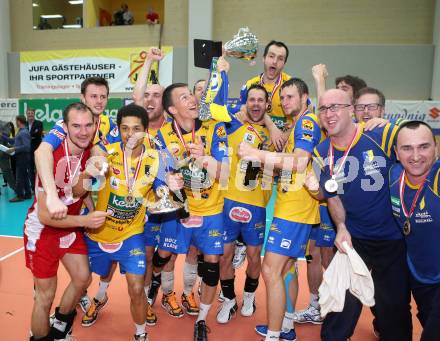 Volleyball. AVL Finalspiel. Aich/Dob gegen Hypo Tirol. Jubel (Aich/Dob). Bleiburg, 30.4.2013.
Foto: Kuess
---
pressefotos, pressefotografie, kuess, qs, qspictures, sport, bild, bilder, bilddatenbank