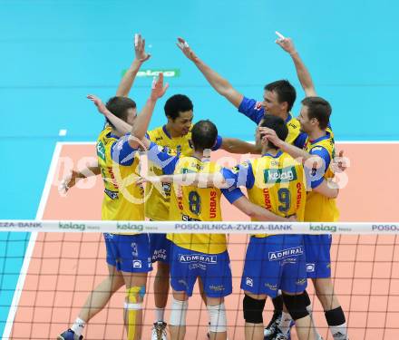 Volleyball. AVL Finalspiel. Aich/Dob gegen Hypo Tirol.  Jubel (Aich/Dob). Bleiburg, 30.4.2013.
Foto: Kuess

---
pressefotos, pressefotografie, kuess, qs, qspictures, sport, bild, bilder, bilddatenbank