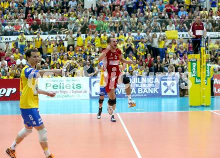 Volleyball. AVL Finalspiel. Aich/Dob gegen Hypo Tirol. Jubel KROISS Philipp (Aich/Dob). Bleiburg, 30.4.2013.
Foto: Kuess

---
pressefotos, pressefotografie, kuess, qs, qspictures, sport, bild, bilder, bilddatenbank