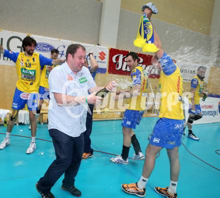 Volleyball. AVL Finalspiel. Aich/Dob gegen Hypo Tirol. Jubel Martin Micheu(Aich/Dob). Bleiburg, 30.4.2013.
Foto: Kuess

---
pressefotos, pressefotografie, kuess, qs, qspictures, sport, bild, bilder, bilddatenbank