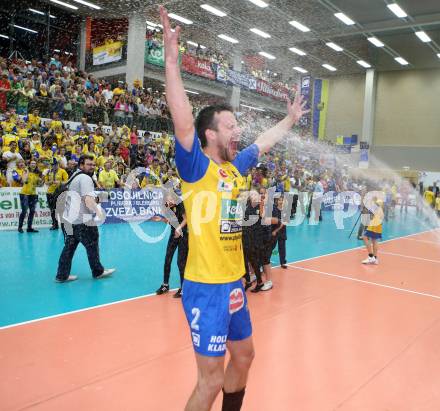 Volleyball. AVL Finalspiel. Aich/Dob gegen Hypo Tirol. Jubel KOSL Miha, (Aich/Dob). Bleiburg, 30.4.2013.
Foto: Kuess

---
pressefotos, pressefotografie, kuess, qs, qspictures, sport, bild, bilder, bilddatenbank