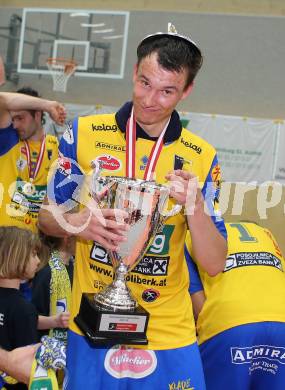 Volleyball. AVL Finalspiel. Aich/Dob gegen Hypo Tirol. Jubel WLODARCZYK Wojciech (Aich/Dob). Bleiburg, 30.4.2013.
Foto: Kuess

---
pressefotos, pressefotografie, kuess, qs, qspictures, sport, bild, bilder, bilddatenbank