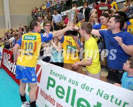 Volleyball. AVL Finalspiel. Aich/Dob gegen Hypo Tirol. Jubel PUÅ NIK Nejc  (Aich/Dob). Bleiburg, 30.4.2013.
Foto: Kuess

---
pressefotos, pressefotografie, kuess, qs, qspictures, sport, bild, bilder, bilddatenbank