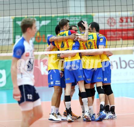 Volleyball. AVL Finalspiel. Aich/Dob gegen Hypo Tirol. Jubel  (Aich/Dob). Bleiburg, 30.4.2013.
Foto: Kuess

---
pressefotos, pressefotografie, kuess, qs, qspictures, sport, bild, bilder, bilddatenbank