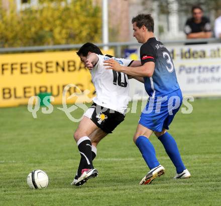 Fussball. Kaerntner Liga. Bleiburg gegen Steinfeld. Hota Almedin (Bleiburg), Pirker Thomas (K) (Steinfeld).
Bleiburg, 1.5.2013.
Foto: Kuess
---
pressefotos, pressefotografie, kuess, qs, qspictures, sport, bild, bilder, bilddatenbank