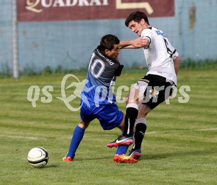 Fussball. Kaerntner Liga. Bleiburg gegen Steinfeld. Knauder Christopher (K) (Bleiburg), Nuhanovic Samir (Steinfeld).
Bleiburg, 1.5.2013.
Foto: Kuess
---
pressefotos, pressefotografie, kuess, qs, qspictures, sport, bild, bilder, bilddatenbank