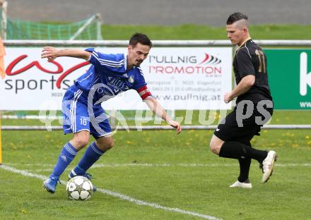 Fussball Kaerntner Liga. Koettmannsdorf gegen Treibach. Guenther Hubmann (Koettmannsdorf), Mario Mattersdorfer (Treibach). Koettmannsdorf, am 5.5.2013.
Foto: Kuess 
---
pressefotos, pressefotografie, kuess, qs, qspictures, sport, bild, bilder, bilddatenbank