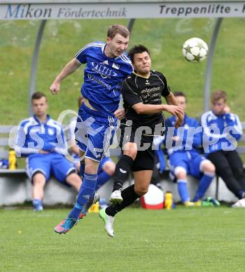 Fussball Kaerntner Liga. Koettmannsdorf gegen Treibach. Zsolt Vari(Koettmannsdorf), Philip Klaming (Treibach). Koettmannsdorf, am 5.5.2013.
Foto: Kuess 
---
pressefotos, pressefotografie, kuess, qs, qspictures, sport, bild, bilder, bilddatenbank