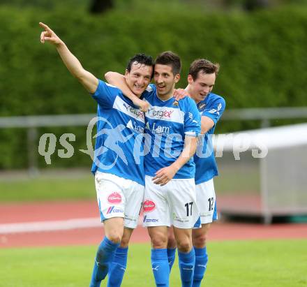 Fussball. Regionalliga. VSV gegen Feldkirchen SV. Torjubel Okatan Emre, Sandic Michel, Kircher Lukas (VSV).. Villach, 7.5.2013.
Foto: Kuess
---
pressefotos, pressefotografie, kuess, qs, qspictures, sport, bild, bilder, bilddatenbank