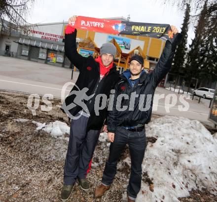 EBEL Eishockey Bundesliga. KAC. Thomas Hundertpfund, Raphael Herburger. Klagenfurt, 29.3.2013.
Foto: Kuess
---
pressefotos, pressefotografie, kuess, qs, qspictures, sport, bild, bilder, bilddatenbank