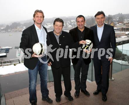 Kaerntner Fussballverband. Trainerfortbildung. Markus Schopp, Fritz Driessler, Fritz Schmid (Co-Trainer Nationalteam), Willi Ruttensteiner (OEFB). Velden, am 2.2.2013.
Foto: Kuess 
---
pressefotos, pressefotografie, kuess, qs, qspictures, sport, bild, bilder, bilddatenbank