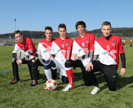 Fussball. Unter 18+4. KAC 1909. Sibitz Johannes, Bostjancic Thomas, Blaschitz Maximilian, Schoeffmann Michael, Lausegger Lukas. Poggersdorf, 16.3.2013.
Foto: Kuess
---
pressefotos, pressefotografie, kuess, qs, qspictures, sport, bild, bilder, bilddatenbank