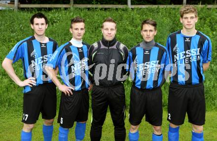 Fussball Kaerntner Liga. Maria Saal gegen SG Drautal. Daniel Naschenweng, Josef Hudelist, Thomas Reichhold, Rudolf Sandriesser, Domenik Steiner,  (Drautal). Maria Saal, 11.4.2013.
Foto: Kuess
---
pressefotos, pressefotografie, kuess, qs, qspictures, sport, bild, bilder, bilddatenbank