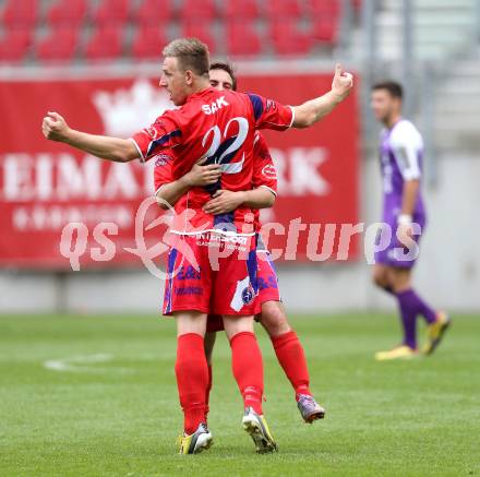 Fussball Regionalliga. SK Austria Klagenfurt gegen SAK.  Torjubel Darijo Biscan (SAK). Klagenfurt, 12.5.2013.
Foto: Kuess
---
pressefotos, pressefotografie, kuess, qs, qspictures, sport, bild, bilder, bilddatenbank