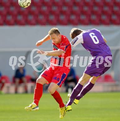 Fussball Regionalliga. SK Austria Klagenfurt gegen SAK. Marco Leininger, (Austria Klagenfurt),  Darijo Biscan (SAK). Klagenfurt, 12.5.2013.
Foto: Kuess
---
pressefotos, pressefotografie, kuess, qs, qspictures, sport, bild, bilder, bilddatenbank