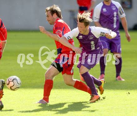 Fussball Regionalliga. SK Austria Klagenfurt gegen SAK. Fabian Miesenboeck,  (Austria Klagenfurt), Helmut Koenig (SAK). Klagenfurt, 12.5.2013.
Foto: Kuess
---
pressefotos, pressefotografie, kuess, qs, qspictures, sport, bild, bilder, bilddatenbank