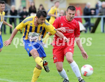 Fussball. Unterliga Ost. Woelfnitz gegen Liebenfels. Lambacher Guido (Woelfnitz), Miloti Auron (Liebenfels). Woelfnitz, 12.5.2013.
Foto: Kuess 
---
pressefotos, pressefotografie, kuess, qs, qspictures, sport, bild, bilder, bilddatenbank