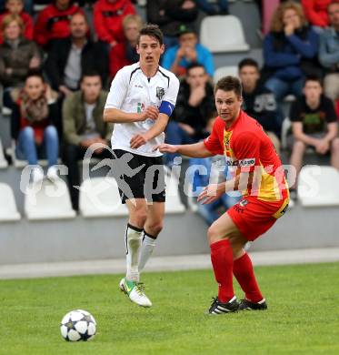 Fussball. Kaerntner Liga. ATSV Wolfsberg gegen WAC Amateure. Kirisits Alexander (Wolfsberg), Pfennich Patrick (K) (WAC Amateure). Wolfsberg, 16. 5. 2013.
Foto: Kuess
---
pressefotos, pressefotografie, kuess, qs, qspictures, sport, bild, bilder, bilddatenbank