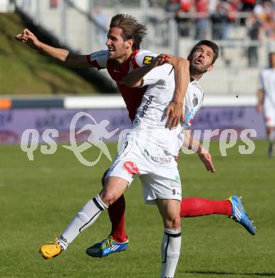 Fussball Bundesliga. RZ Pellets WAC gegen FC Admira Wacker Moedling.  Ruben Rivera, (WAC), Christoph Schoesswendter   (Moedling). Wolfsberg, 18.5.2013.
Foto: Kuess

---
pressefotos, pressefotografie, kuess, qs, qspictures, sport, bild, bilder, bilddatenbank