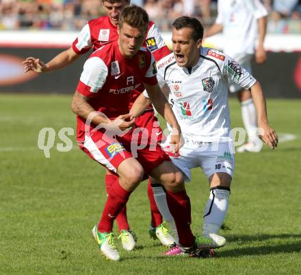 Fussball Bundesliga. RZ Pellets WAC gegen FC Admira Wacker Moedling.  Michael Liendl,  (WAC), Thomas Weber (Moedling). Wolfsberg, 18.5.2013.
Foto: Kuess

---
pressefotos, pressefotografie, kuess, qs, qspictures, sport, bild, bilder, bilddatenbank