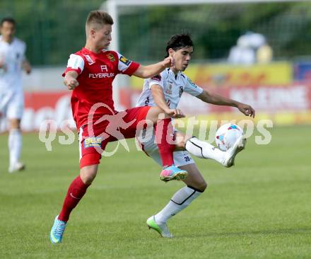 Fussball Bundesliga. RZ Pellets WAC gegen FC Admira Wacker Moedling.  David De Paula, (WAC), Oliver Pranjic  (Moedling). Wolfsberg, 18.5.2013.
Foto: Kuess

---
pressefotos, pressefotografie, kuess, qs, qspictures, sport, bild, bilder, bilddatenbank