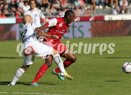 Fussball Bundesliga. RZ Pellets WAC gegen FC Admira Wacker Moedling.  Stephan Stueckler,  (WAC), Mevoungou Mekoulou Patrick (Moedling). Wolfsberg, 18.5.2013.
Foto: Kuess

---
pressefotos, pressefotografie, kuess, qs, qspictures, sport, bild, bilder, bilddatenbank