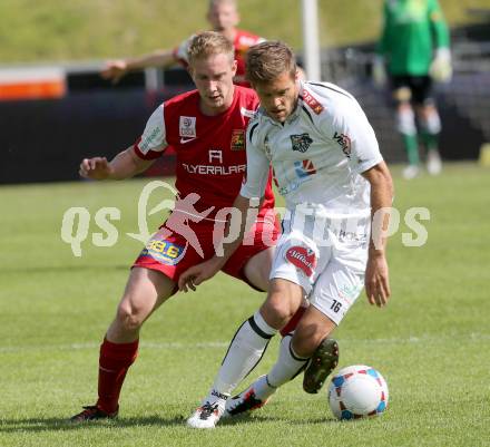 Fussball Bundesliga. RZ Pellets WAC gegen FC Admira Wacker Moedling.  Boris Huettenbrenner, (WAC), Bernhard Schachner  (Moedling). Wolfsberg, 18.5.2013.
Foto: Kuess

---
pressefotos, pressefotografie, kuess, qs, qspictures, sport, bild, bilder, bilddatenbank