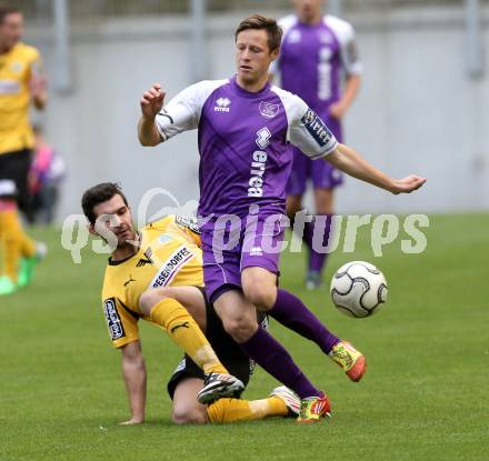 Fussball. Regionalliga. Austria Klagenfurt gegen Voecklamarkt. Fabian Miesenboeck, (Austria Klagenfurt), Stefan Sammer  (Voeklamarkt). Klagenfurt, 25.5.2013.
Foto: Kuess
---
pressefotos, pressefotografie, kuess, qs, qspictures, sport, bild, bilder, bilddatenbank