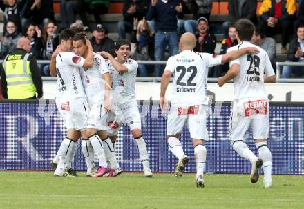 Fussball Bundesliga. RZ Pellets WAC gegen FC Wacker Innsbruck..  Torjubel WAC. Wolfsberg, 26.5.2013.
Foto: Kuess

---
pressefotos, pressefotografie, kuess, qs, qspictures, sport, bild, bilder, bilddatenbank