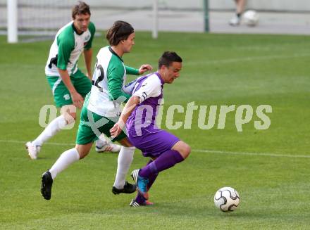 Fussball Regionalliga. SK Austria Klagenfurt gegen DSV Leoben. Vahid Muharemovic, (Austria Klagenfurt),  Martin Petkov (Leoben). Klagenfurt, 29.5.2013.
Foto: Kuess
---
pressefotos, pressefotografie, kuess, qs, qspictures, sport, bild, bilder, bilddatenbank