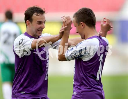 Fussball Regionalliga. SK Austria Klagenfurt gegen DSV Leoben. Torjubel Vahid Muharemovic, Alexander Percher (Austria Klagenfurt). Klagenfurt, 29.5.2013.
Foto: Kuess
---
pressefotos, pressefotografie, kuess, qs, qspictures, sport, bild, bilder, bilddatenbank