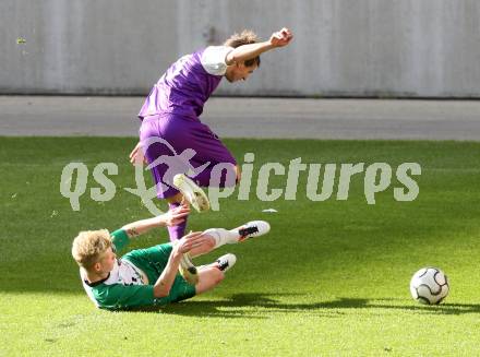 Fussball Regionalliga. SK Austria Klagenfurt gegen DSV Leoben. Christian Schimmel,  (Austria Klagenfurt), Marco Pigneter (Leoben). Klagenfurt, 29.5.2013.
Foto: Kuess
---
pressefotos, pressefotografie, kuess, qs, qspictures, sport, bild, bilder, bilddatenbank