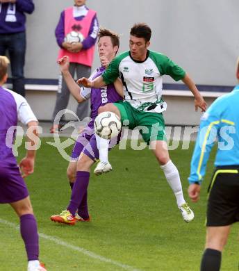 Fussball Regionalliga. SK Austria Klagenfurt gegen DSV Leoben. Fabian Miesenboeck, (Austria Klagenfurt), Mark Schranz  (Leoben). Klagenfurt, 29.5.2013.
Foto: Kuess
---
pressefotos, pressefotografie, kuess, qs, qspictures, sport, bild, bilder, bilddatenbank