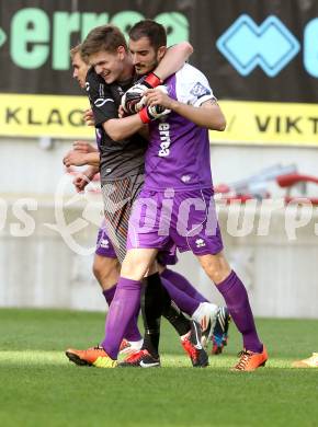 Fussball Regionalliga. SK Austria Klagenfurt gegen DSV Leoben.Torjubel Rexhe Bytyci, Filip Dmitrovic (Austria Klagenfurt). Klagenfurt, 29.5.2013.
Foto: Kuess
---
pressefotos, pressefotografie, kuess, qs, qspictures, sport, bild, bilder, bilddatenbank