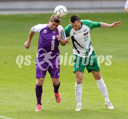 Fussball Regionalliga. SK Austria Klagenfurt gegen DSV Leoben. Grega Triplat,  (Austria Klagenfurt), Miroslav Milosevic (Leoben). Klagenfurt, 29.5.2013.
Foto: Kuess
---
pressefotos, pressefotografie, kuess, qs, qspictures, sport, bild, bilder, bilddatenbank