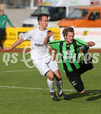 Fussball Kaerntner Liga. Voelkermarkt gegen ATUS Ferlach. Fabian Ladinig, (Voelkermarkt), Alexander Krainer  (Ferlach). Voelkermarkt, 7. 6. 2013-
Foto: Kuess
---
pressefotos, pressefotografie, kuess, qs, qspictures, sport, bild, bilder, bilddatenbank