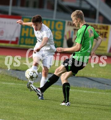 Fussball Kaerntner Liga. Voelkermarkt gegen ATUS Ferlach. Daniel Primusch,  (Voelkermarkt), Fabian Stornig (Ferlach). Voelkermarkt, 7. 6. 2013-
Foto: Kuess
---
pressefotos, pressefotografie, kuess, qs, qspictures, sport, bild, bilder, bilddatenbank